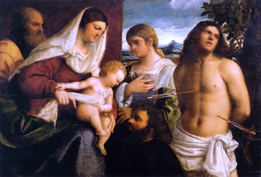  Sebastiano Del Piombo The Holy Family with St Catherine, St Sebastian and a Donor - Canvas Print