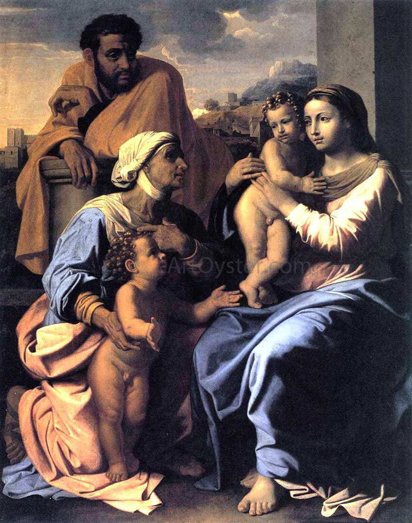  Nicolas Poussin The Holy Family with St Elizabeth and John the Baptist - Canvas Print