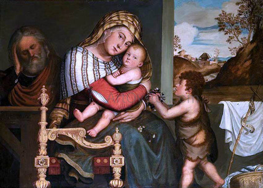  Niccolo Frangipane The Holy Family with the Infant St John the Baptist - Canvas Print