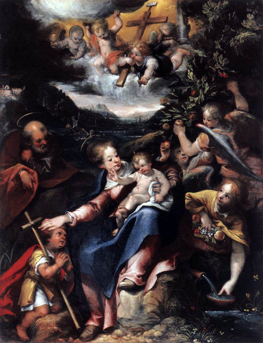  Denys Calvaert The Holy Family with the Infant St John the Baptist in a Landscape - Canvas Print