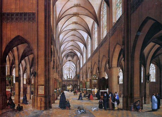  James Goodwyn Clonney The Interior of the Cathedral of Antwerp - Canvas Print
