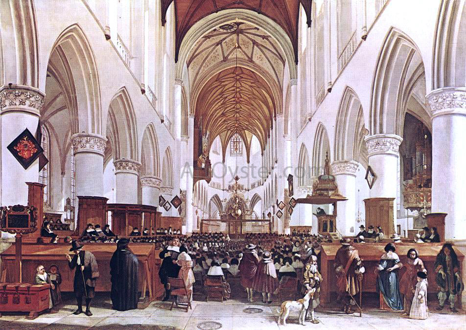  Gerrit Adriaensz Berckheyde The Interior of the Grote Kerk (St Bavo) at Haarlem - Canvas Print