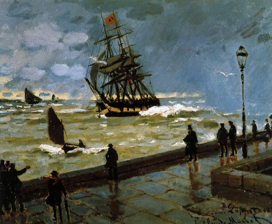  Claude Oscar Monet The Jetty of Le Havre in Rough Weather - Canvas Print
