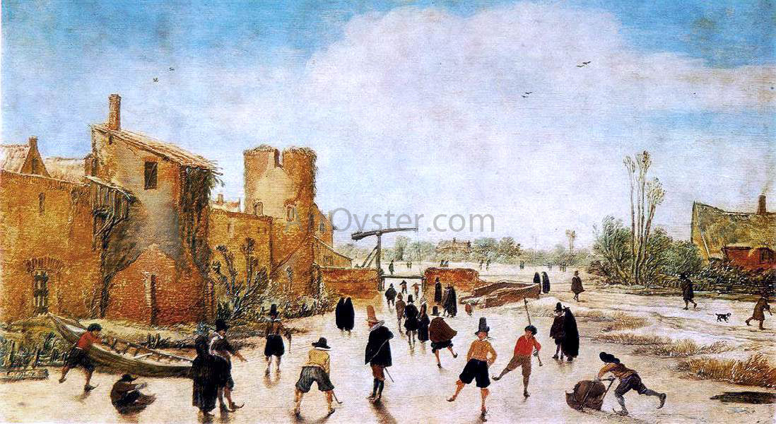  Esaias Van de Velde The Joy of Ice on the Wallgraben - Canvas Print