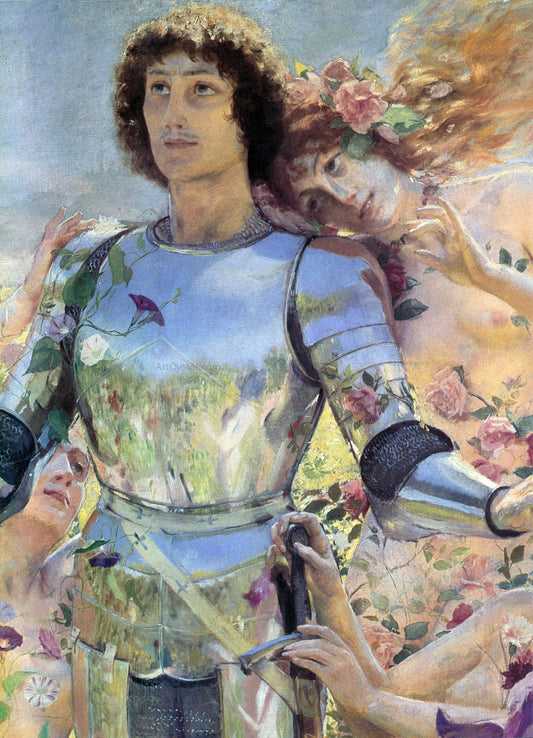  Georges Antoine Rochegrosse The Knight of the Flowers [detail: left] - Canvas Print
