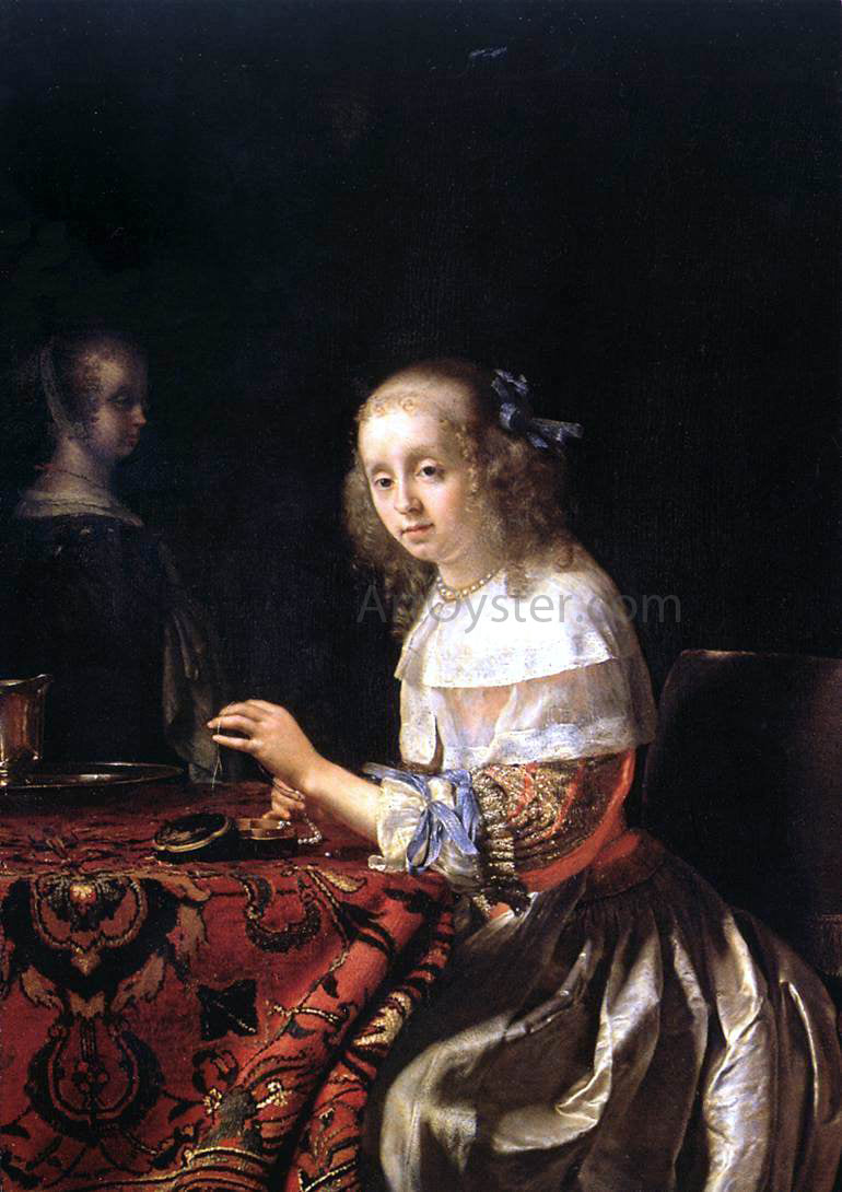  The Elder Frans Van  Mieris The Lacemaker - Canvas Print