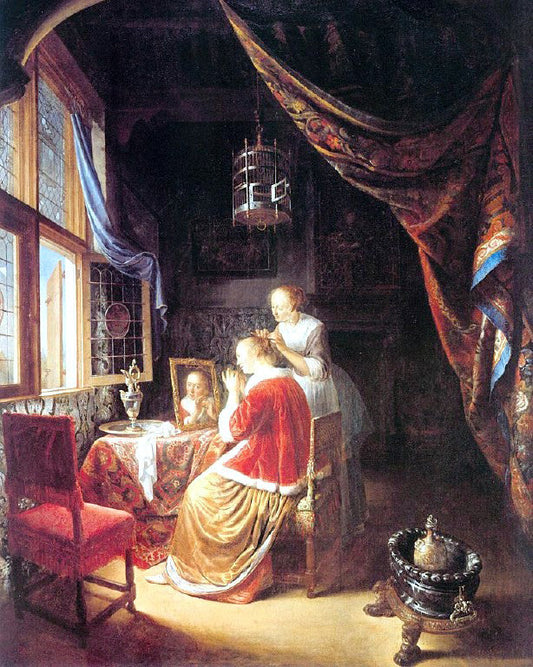  Gerrit Dou The Lady at her Dressing-Table - Canvas Print