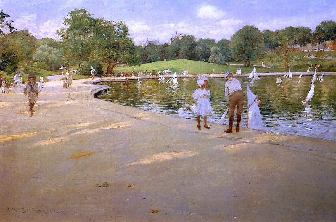  William Merritt Chase The Lake for Miniature Yachts (also known as Central Park) - Canvas Print
