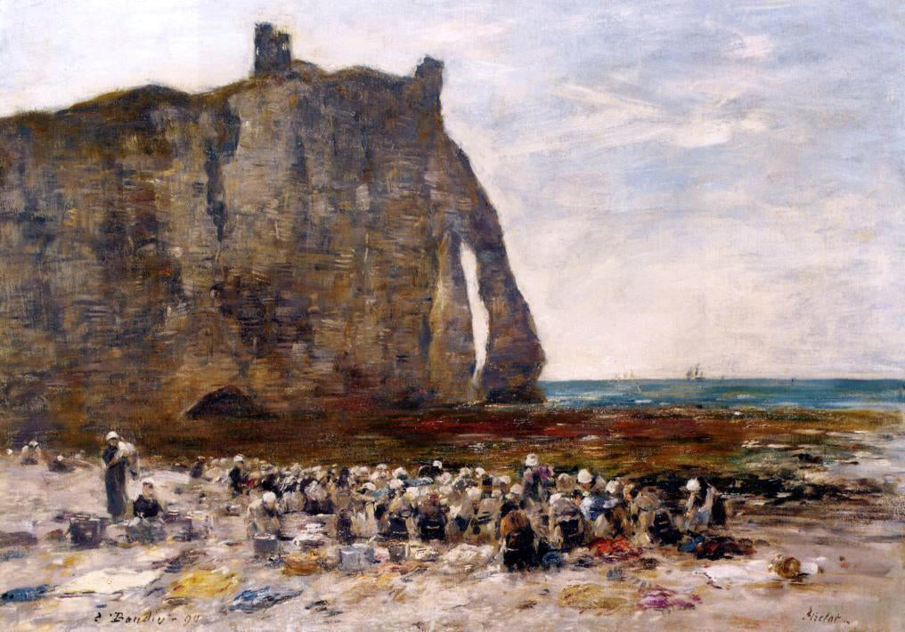  Eugene-Louis Boudin The Laundresses of Etretat - Canvas Print