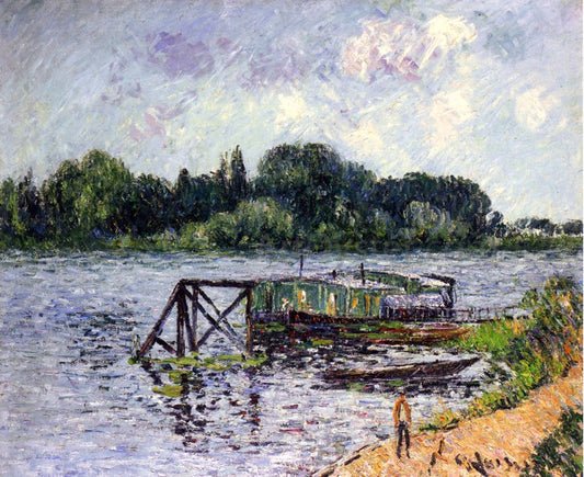  Gustave Loiseau The Laundry Boat on the Seine at Herblay - Canvas Print