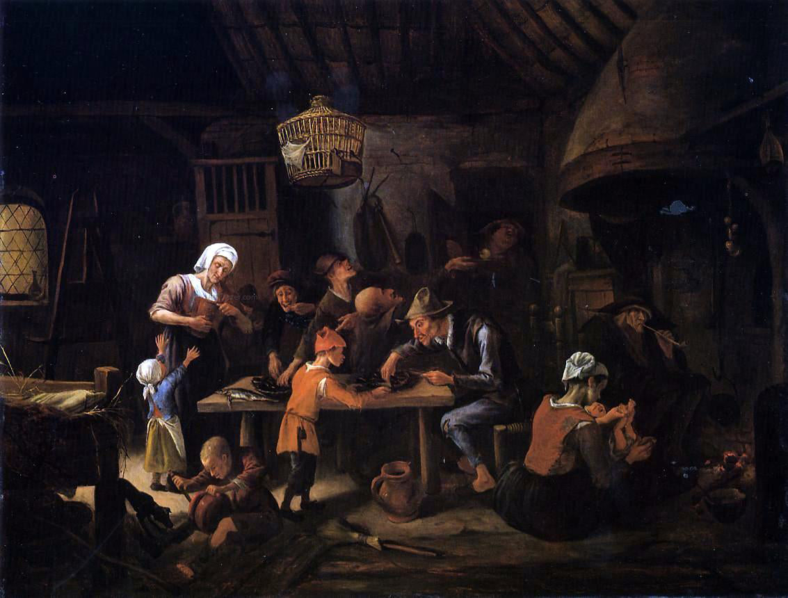  Jan Steen The Lean Kitchen - Canvas Print