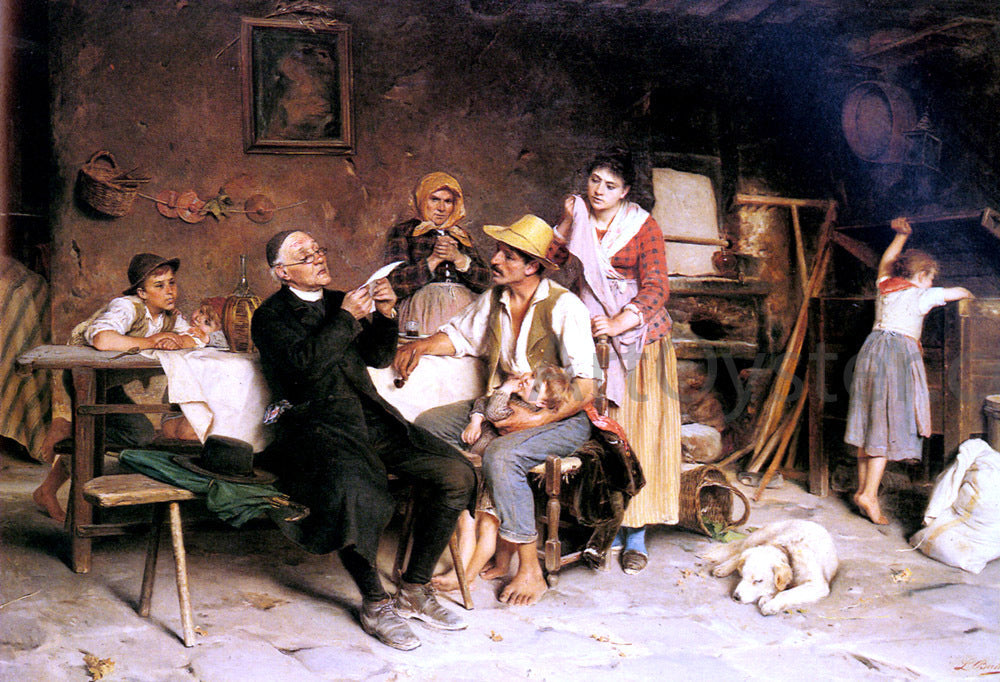  Luigi Bechi The Letter - Canvas Print