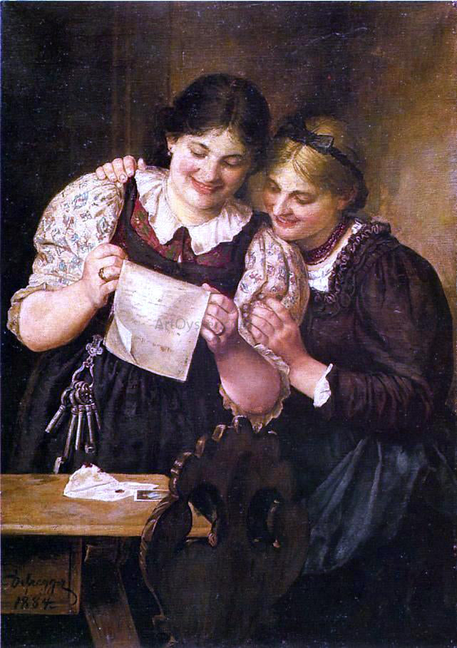  Franz Von Defregger The Letter - Canvas Print