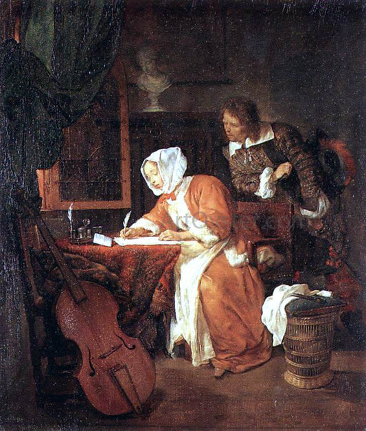  Gabriel Metsu The Letter-Writer Surprised - Canvas Print