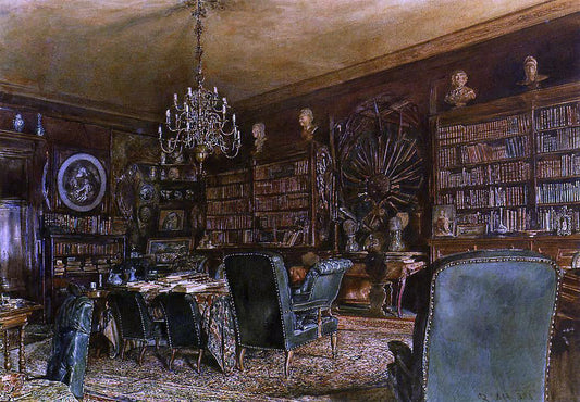  Rudolf Von Alt The Library - Canvas Print