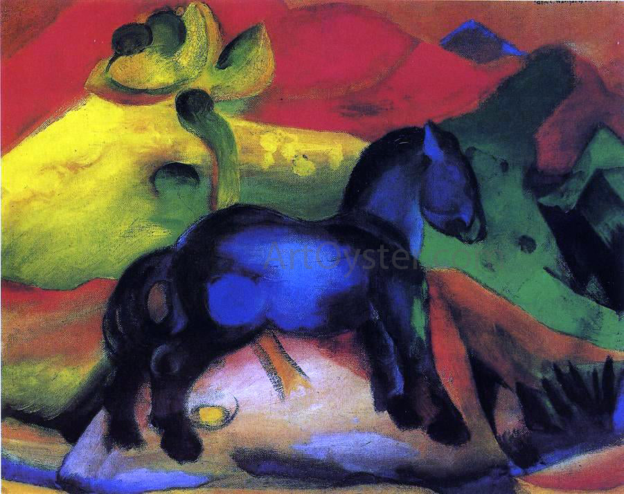  Franz Marc The Little Blue Horse - Canvas Print