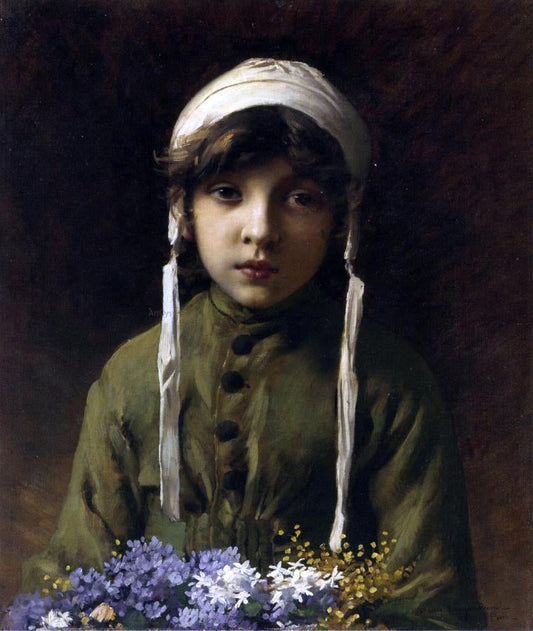  Charles Sprague Pearce The Little Flower Girl - Canvas Print