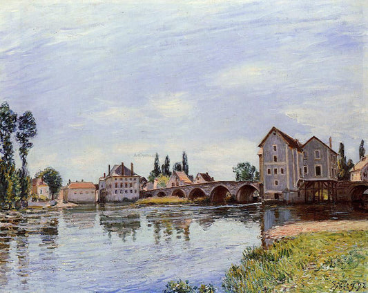  Alfred Sisley The Loing Flowing under the Moret Bridge - Canvas Print