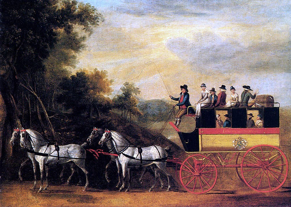  John Cordrey The London and Taunton Omnibus on the Open Road - Canvas Print