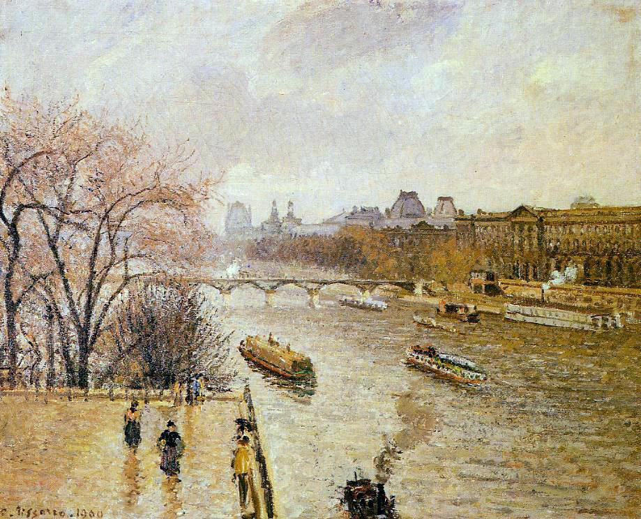  Camille Pissarro The Louvre: Afternoon, Rainy Weather - Canvas Print