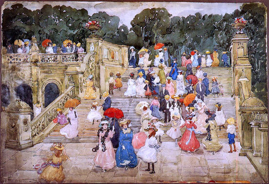  Maurice Prendergast The Mall, Central Park (also known as Steps, Central Park or The Terrace Bridge, Central Park) - Canvas Print