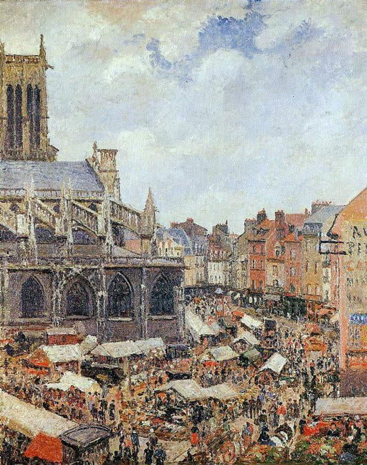  Camille Pissarro The Market by the Church of Saint-Jacques, Dieppe - Canvas Print