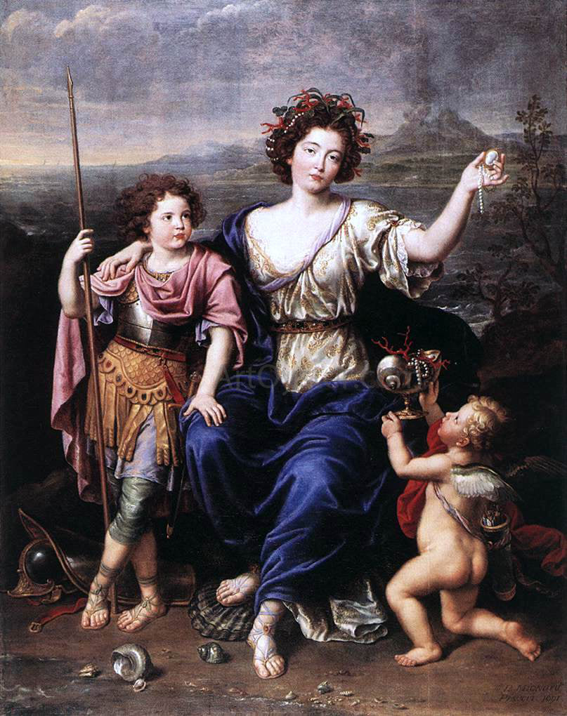 Pierre Mignard The Marquise de Seignelay and Two of her Children - Canvas Print