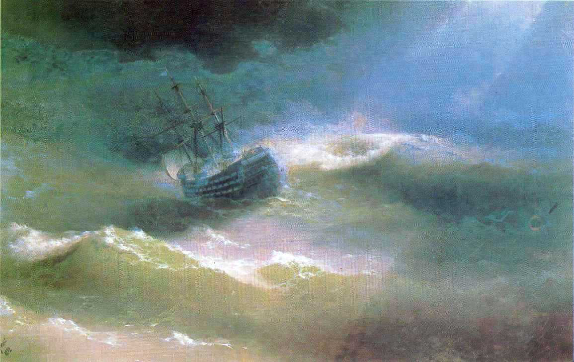  Ivan Constantinovich Aivazovsky The Mary Caught in a Storm - Canvas Print