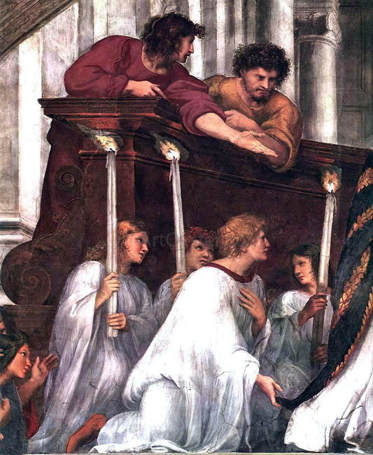  Raphael The Mass at Bolsena (detail 1) (Stanza di Eliodoro) - Canvas Print