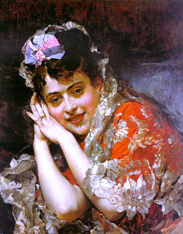  Raimundo de Madrazo Y Garreta The Model Aline Masson with a White Mantilla - Canvas Print