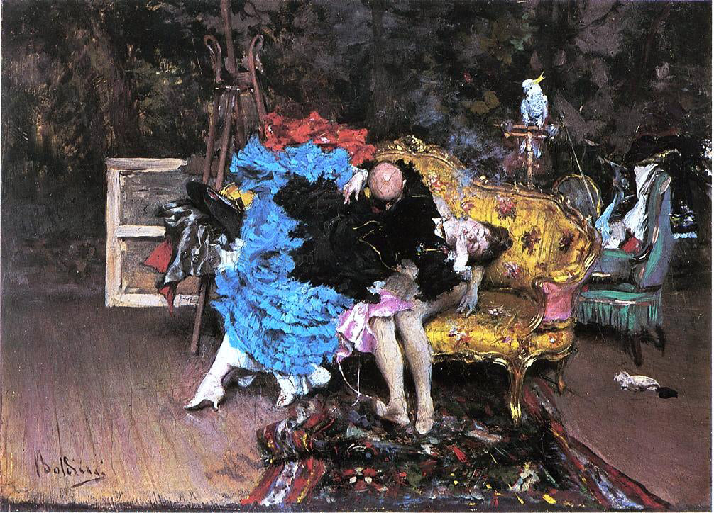  Giovanni Boldini The Model and the Mannequin (also known as Berthe in the Studio) - Canvas Print