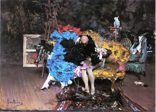  Giovanni Boldini The Model and the Mannequin (also known as Berthe in the Studio) - Canvas Print