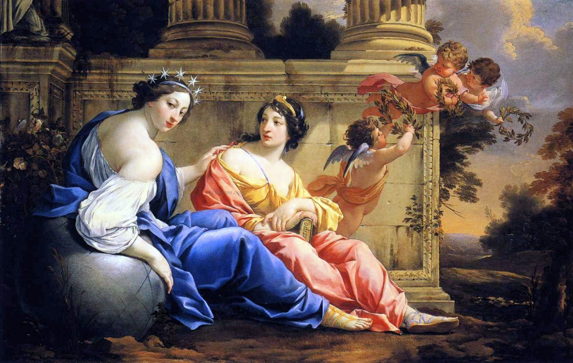  Simon Vouet The Muses Urania and Calliope - Canvas Print