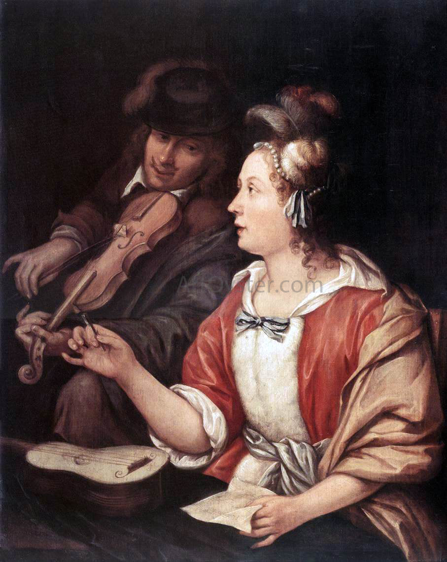  The Elder Frans Van  Mieris The Music Lesson - Canvas Print