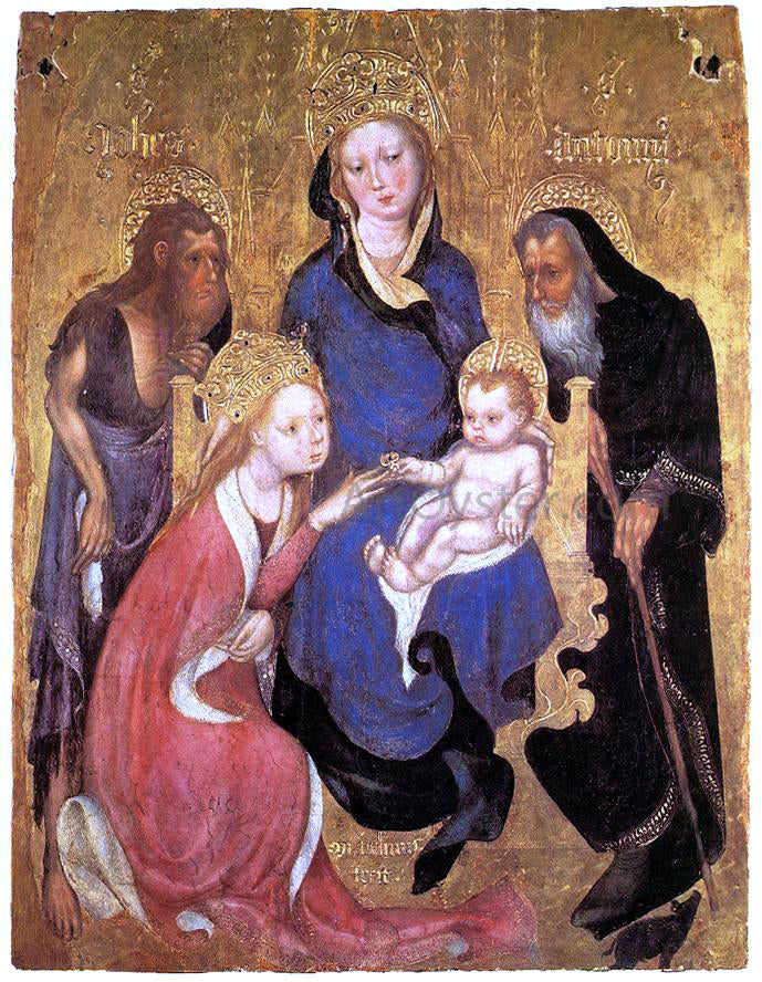  Michelino Da Besozzo The Mystic Marriage of St Catherine, St John the Baptist, St Antony Abbot - Canvas Print