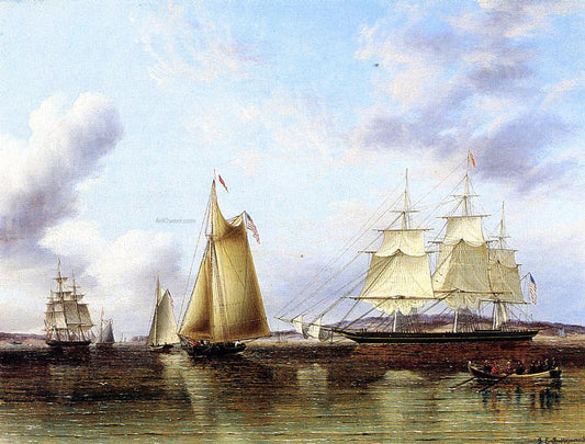  James E Buttersworth The 'N.B.Palmer' at Anchor off Staten Island - Canvas Print