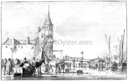  Simon De Vlieger The Northwest Side of the Rotterdam Gate at Delft in Winter - Canvas Print