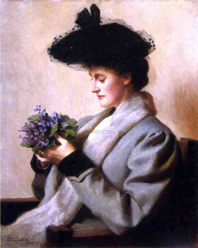  William Worchester Churchill The Nosegay of Violets: Portrait of a Woman - Canvas Print