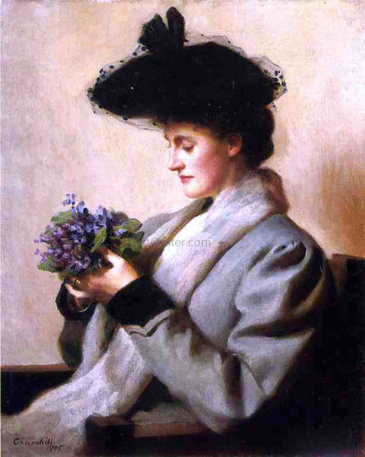  William Worchester Churchill The Nosegay of Violets: Portrait of a Woman - Canvas Print