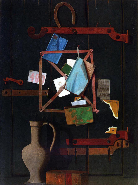 John Frederick Peto The Old Closet Door - Rack and Horseshoe with Dutch Jat - Canvas Print