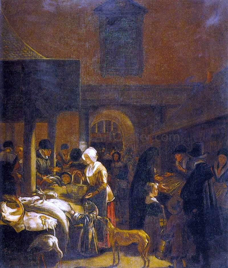  Emanuel De Witte The Old Fish Market on the Dam, Amsterdam - Canvas Print
