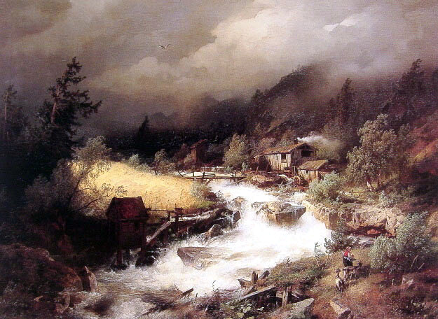  Herman Herzog The Old Water Mill - Canvas Print