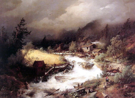  Herman Herzog The Old Water Mill - Canvas Print