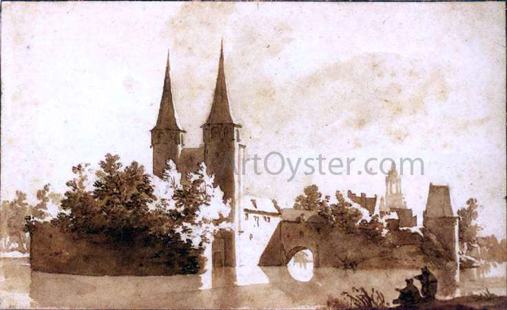  Jan De Bisschop The Oostpoort (East Gate) at Delft - Canvas Print