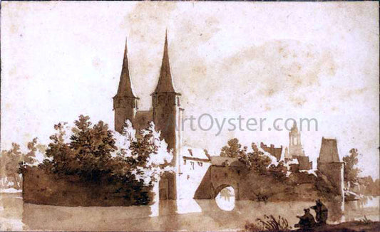  Jan De Bisschop The Oostpoort (East Gate) at Delft - Canvas Print