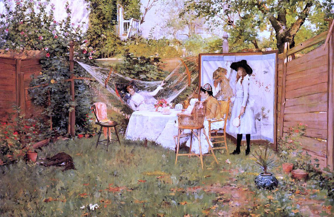  William Merritt Chase The Open Air Breakfast (also known as The Backyard, Breakfast Out of Doors) - Canvas Print