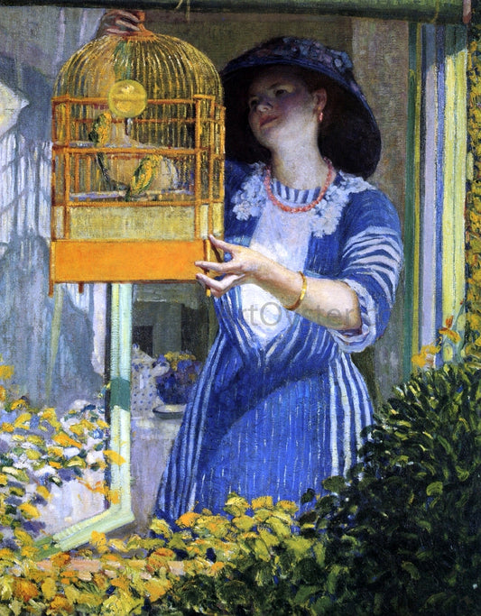  Frederick Carl Frieseke The Open Window (also known as The Bird Cage) - Canvas Print
