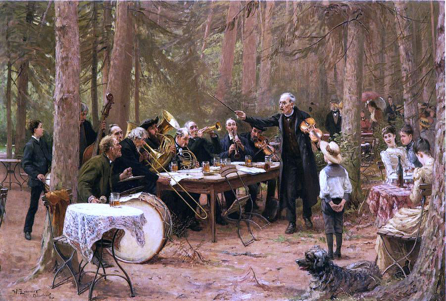  Wilhelm-Carl-August Zimmer The Orchestra, Biergarten - Canvas Print