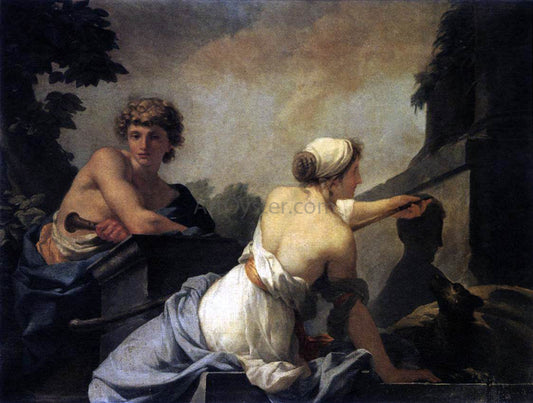  Jean-Baptiste Regnault The Origin of Painting: Dibutades Tracing the Portrait of a Shepherd - Canvas Print