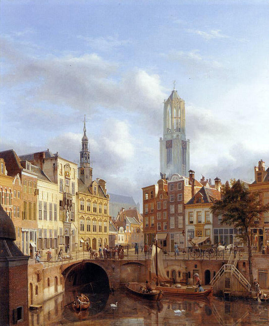  Georg-Gillis Van Haanen The Oudegracht with a View of the Old Town Hall and the Dom Tower beyond, Utrecht - Canvas Print